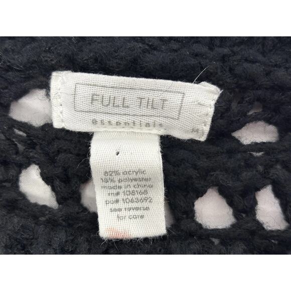 FULL TILT Women’s M Open Chunky Knit Long Sleeve Sweater Black Boho Whimsygoth - Picture 3 of 7